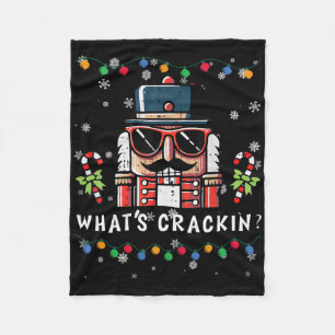 Christmas Nutcracker Whats Crackin Funny Xmas Men  Fleece Blanket