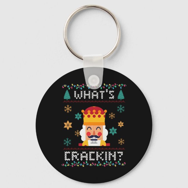 Christmas Nutcracker Whats Crackin Funny Xmas Men  Key Ring (Front)