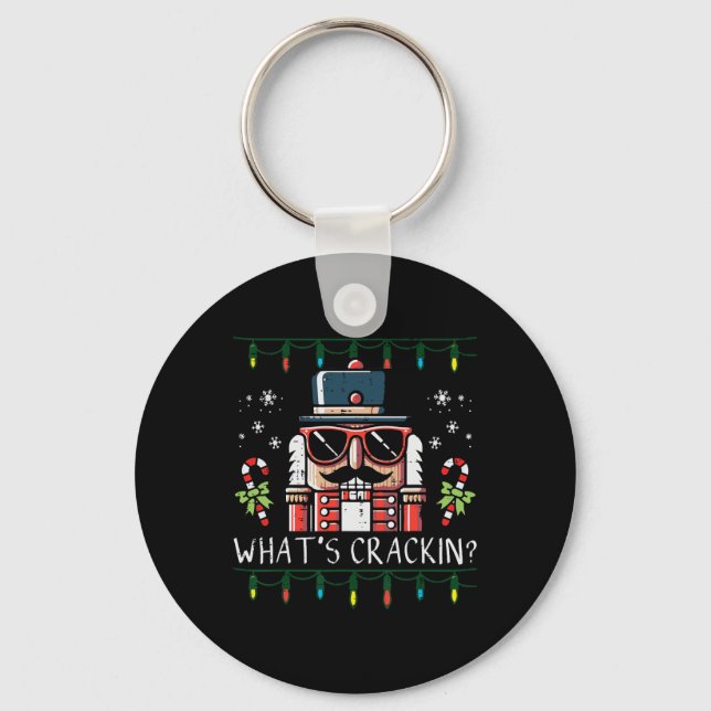 Christmas Nutcracker Whats Crackin Funny Xmas Men  Key Ring (Front)