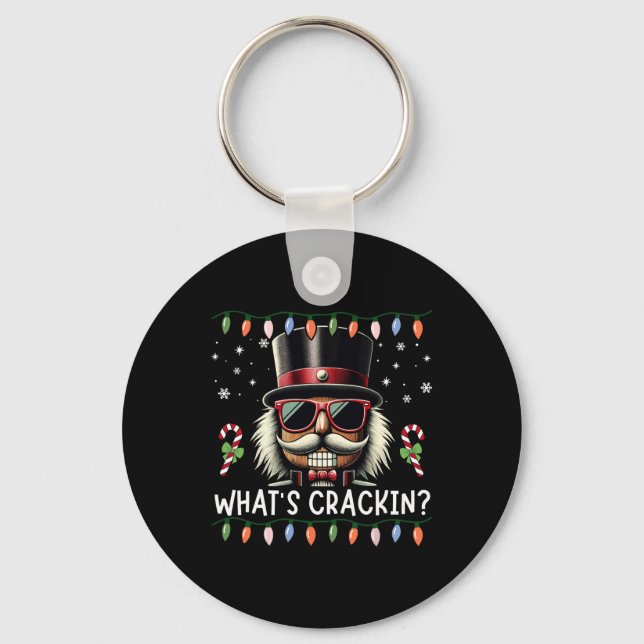 Christmas Nutcracker Whats Crackin Funny Xmas Men  Key Ring (Front)