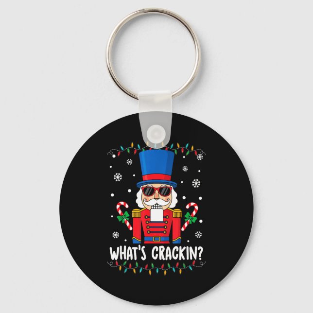 Christmas Nutcracker Whats Crackin Funny Xmas Men  Key Ring (Front)
