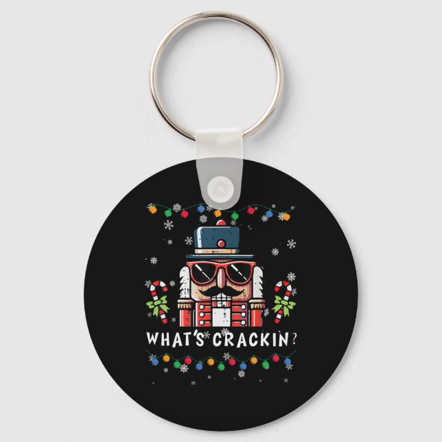 Christmas Nutcracker Whats Crackin Funny Xmas Men  Key Ring (Front)