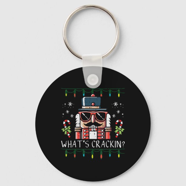 Christmas Nutcracker Whats Crackin Funny Xmas Men  Key Ring (Front)