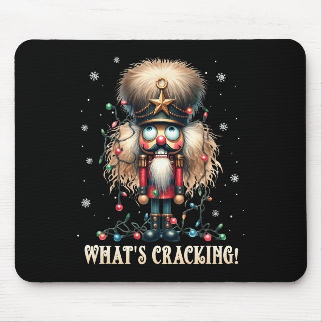 Christmas Nutcracker Whats Crackin Funny Xmas Men  Mouse Pad (Front)