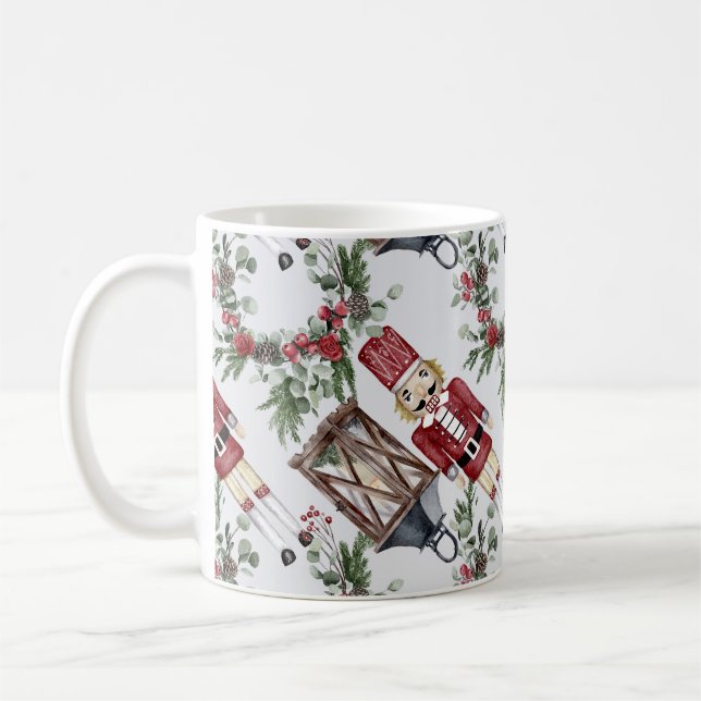 Christmas nutcrackers and lanterns coffee mug (Left)