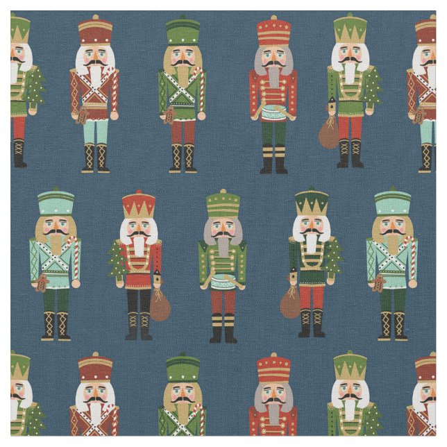 Christmas Nutcrackers navy Fabric (Close Up)