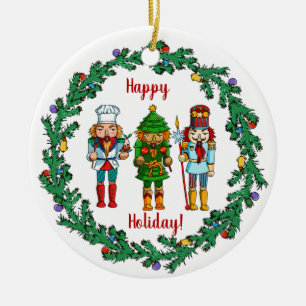 Christmas Nutcrackers Toy Soldiers Ceramic Ornament
