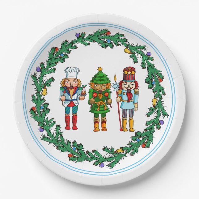 Christmas Nutcrackers Toy Soldiers Paper Plate (Front)