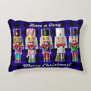 Christmas Nutcrackers with Little Red Trucks Decorative Cushion