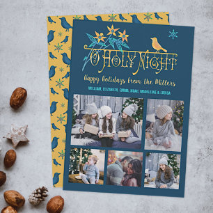 Christmas O Holy Night Family Photo Collage Birds Invitation