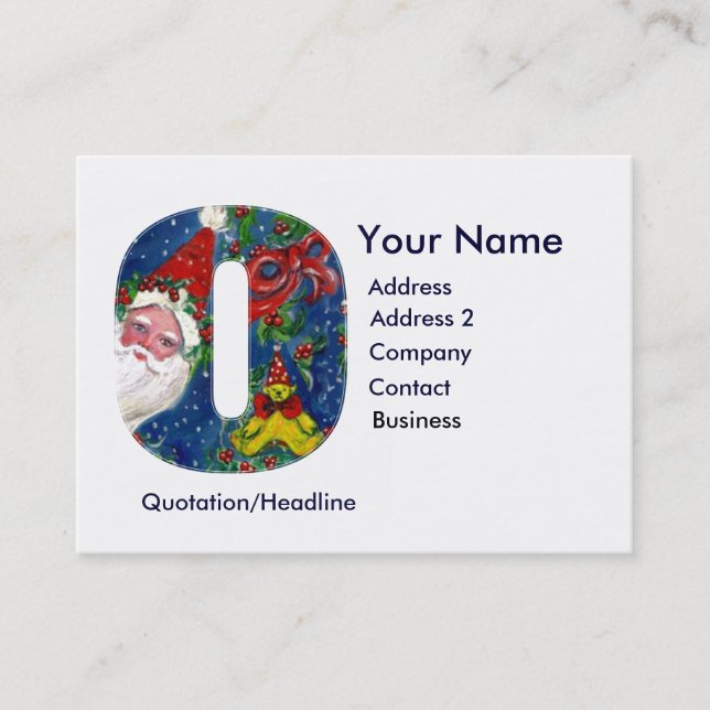 CHRISTMAS O LETTER / SANTA CLAUS WITH RED RIBBON BUSINESS CARD (Front)