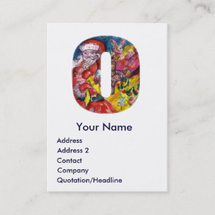 CHRISTMAS O LETTER / SANTA WITH GIFTS MONOGRAM BUSINESS CARD