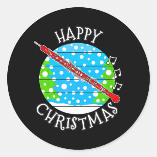 Christmas Oboe Oboist Woodwind Musician Xmas 2022 Classic Round Sticker