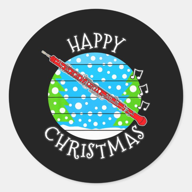 Christmas Oboe Oboist Woodwind Musician Xmas 2022 Classic Round Sticker (Front)