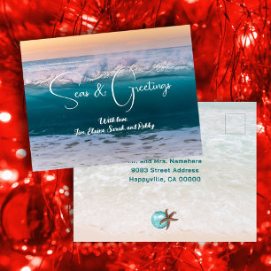 Christmas Ocean Waves Seas n Greetings postcards