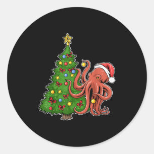 Christmas Octopus  Classic Round Sticker