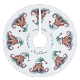 Christmas Octopus, customisable Brushed Polyester Tree Skirt