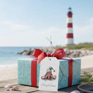 Christmas Octopus, customisable Gift Tags