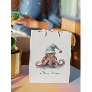 Christmas Octopus, customisable Large Gift Bag