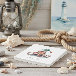 Christmas Octopus, customisable Napkin