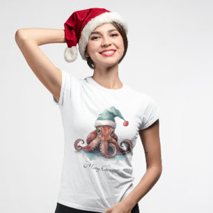 Christmas Octopus, customisable T-Shirt