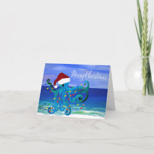 Christmas octopus Holiday greeting cards.