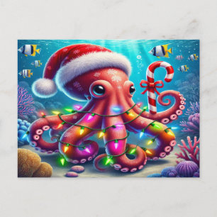 Christmas Octopus Holiday Postcard