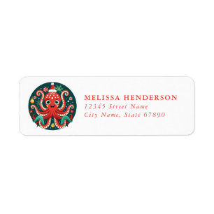 Christmas Octopus Return Address Labels
