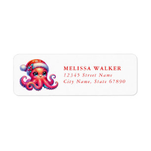 Christmas Octopus Return Address Labels