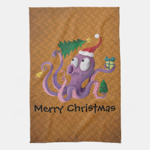 Christmas Octopus Tea Towel