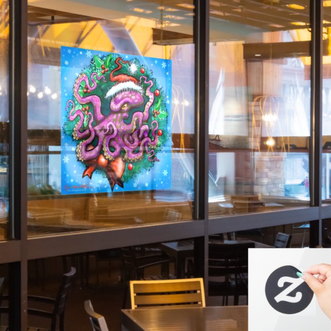 Christmas Octopus Window Cling (Restaurant Window)
