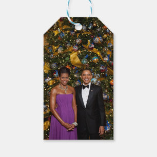 Christmas of President Barack Obama and Michelle Gift Tags