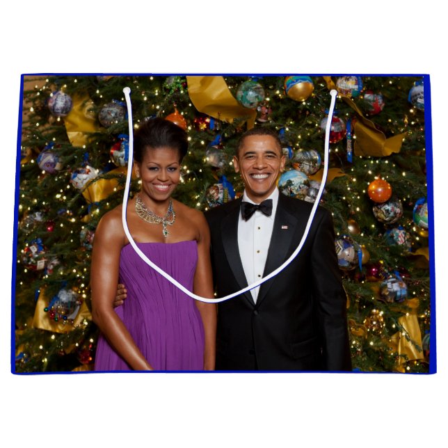 Christmas of President Barack Obama and Michelle Large Gift Bag (Front)