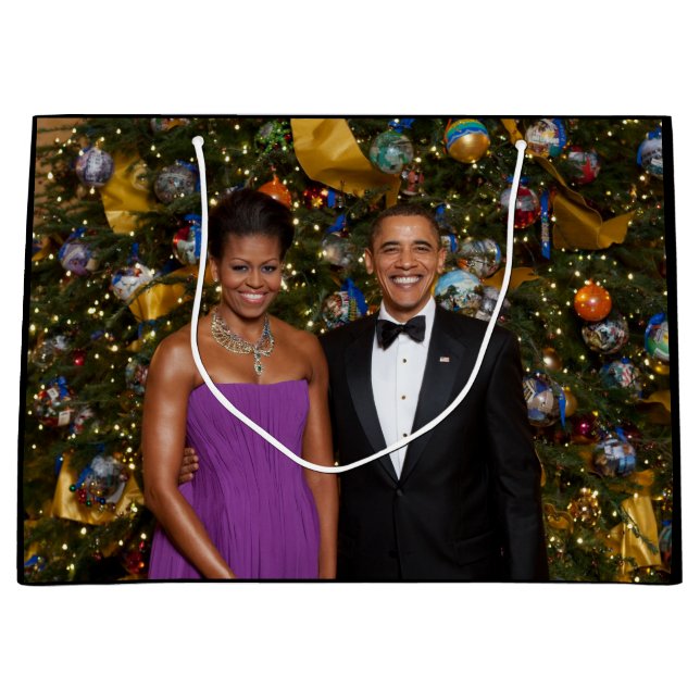 Christmas of President Barack Obama and Michelle Large Gift Bag (Front)