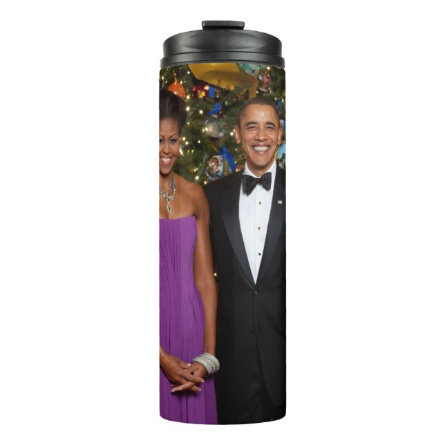Christmas of President Barack Obama and Michelle Thermal Tumbler (Front)