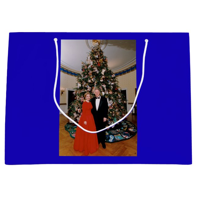 Christmas of US President Bill Clinton & Hillary  Large Gift Bag (Front)