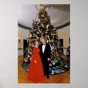 Christmas of US President Bill Clinton & Hillary Poster