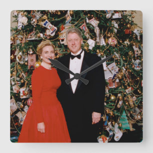 Christmas of US President Bill Clinton & Hillary  Square Wall Clock