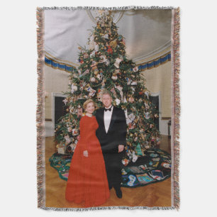 Christmas of US President Bill Clinton & Hillary  Throw Blanket