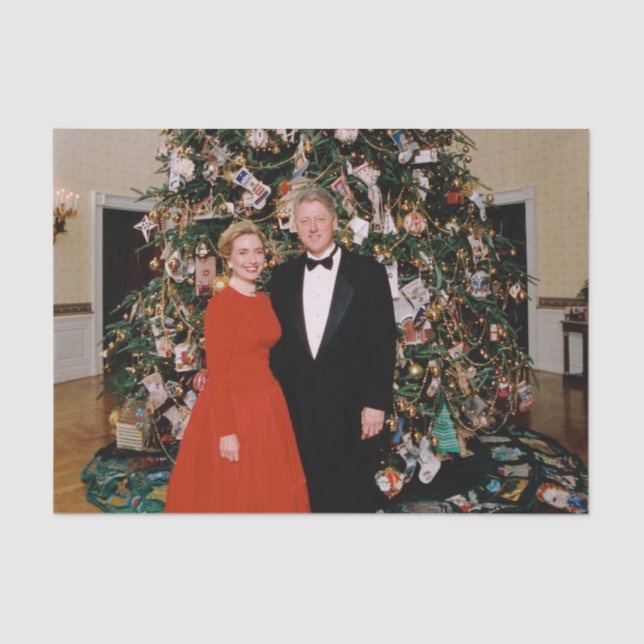 Christmas of US President Bill Clinton & Hillary  Tissue Paper (Front)