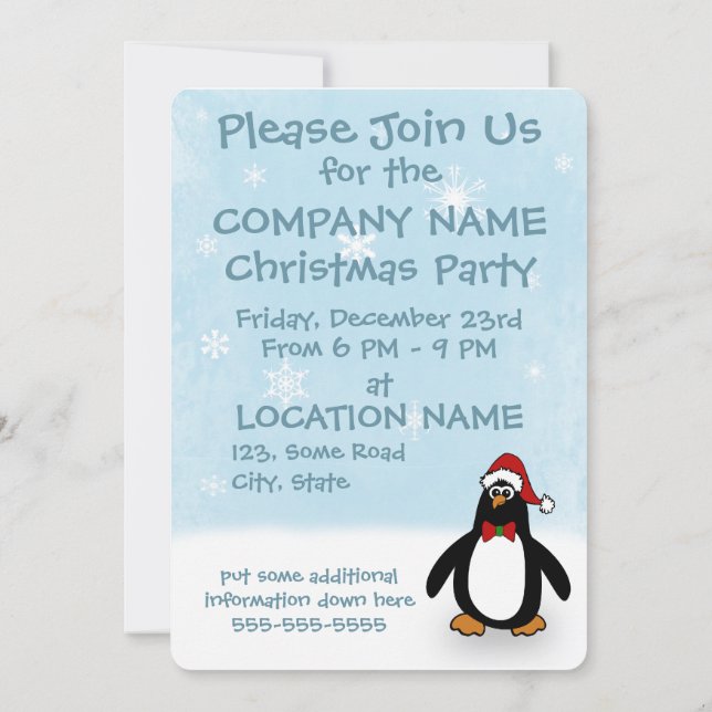Christmas Office Party Invitations (Back)