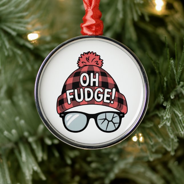 Christmas Oh Fudge Xmas Vacation Funny Holiday  Metal Ornament (Tree)