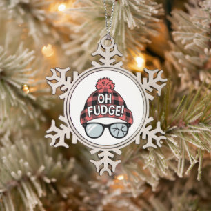 Christmas Oh Fudge Xmas Vacation Funny Holiday Snowflake Pewter Christmas Ornament