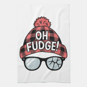 Christmas Oh Fudge Xmas Vacation Funny Holiday Tea Towel