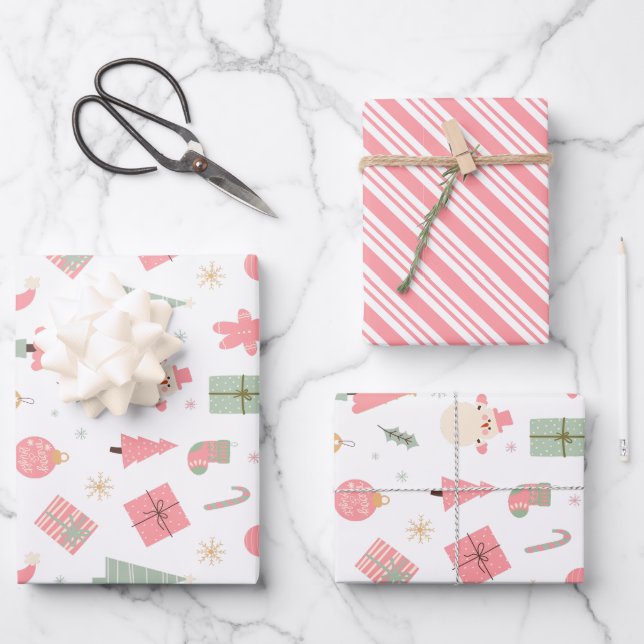 Christmas Oh What Fun First Birthday  Wrapping Paper Sheet (Front)