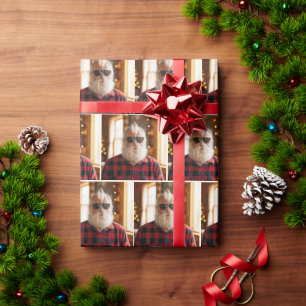 Christmas Old Man With Beard Under Sunglasses Wrapping Paper