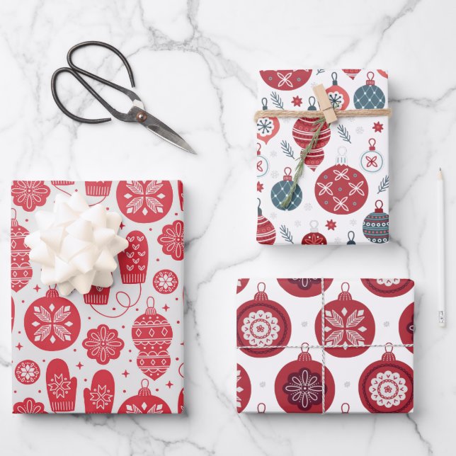 Christmas Old Style Pattern Wrapping Paper Sheets (Front)