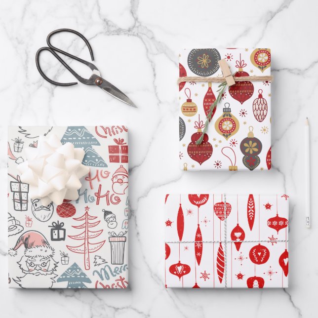 Christmas Old Style Vintage Pattern Wrapping Paper Sheet (Front)