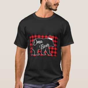 Christmas Oma Bear Christmas Red Plaid Buffalo Fam T-Shirt
