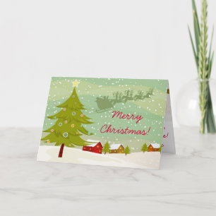 Christmas on a village land Greeting Card